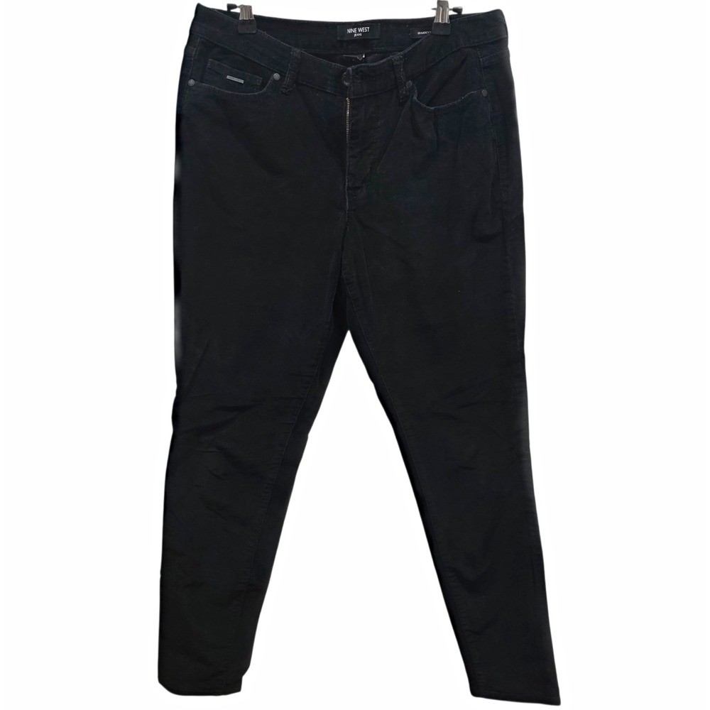Nine West Gramercy Skinny Jeans Black Dark Wash Denim Slim Fit Women Size 10